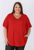 Plus Size Pinched V Neck Top In Red 