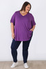 Plus Size Pinched V Neck Top In Purple in Sizes 18 to 32