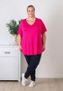 Plus Size Pinched V Neck Top In Pink