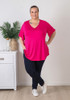 Plus Size Pinched V Neck Top In Pink