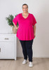 Plus Size Pinched V Neck Top In Pink