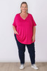 Plus Size Pinched V Neck Top In Pink