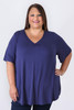 Plus Size Pinched V Neck Top In Navy