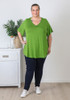 Plus Size Pinched V Neck Top In Avocado