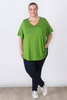 Plus Size Pinched V Neck Top In Avocado in Sizes 18 to 32
