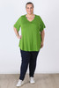 Plus Size Pinched V Neck Top In Avocado in Sizes 18 to 32