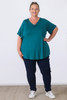 Plus Size Pinched V Neck Top In Turquoise in Sizes 18 to 32