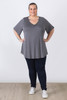 Plus Size Pinched V Neck Top In Grey in Sizes 18 to 32