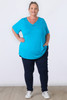Plus Size Pinched V Neck Top In Aqua by Curvaceous