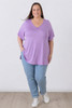 Plus Size Pinched V Neck Top In Lilac