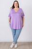 Plus Size Pinched V Neck Top In Lilac