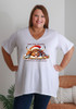 Plus Size Christmas Cotton Side Splits Tee In White