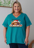 Plus Size Fun Christmas Tee In Turquoise 