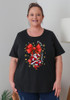 Plus Size Christmas Cotton Round Neck Everyday Tee In Black