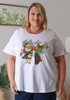 Plus Size Christmas Cotton Round Neck White Tee