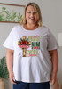 Plus Size Christmas Traise Cotton Round Neck White Tee