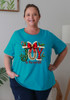 Plus Size Christmas Cotton Round Neck Everyday Tee In Blue