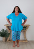 Plus Size Capri And Tee Pyjama Set In Vibrant Blues