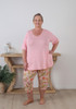 Plus Size Capri And Tee Pyjama Set In Pink Galahs And Waratahs