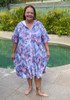 Plus Size Summer Swim Coverup In Lilac Blue Leaf