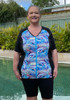 Plus Size Short Sleeve Swim Rashie In Dolphin Splash