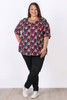 Plus Size Watercolour Roses Scoop Neck Top