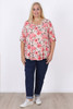 Plus Size Pink Floral Stretch Scoop Neck Top