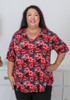 Plus Size Stretch Top In Pinky Red Frangipani