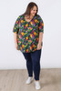 Plus Size V Neck Stretch Top In Tropical Blooms in Sizes 18 to 32