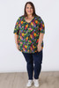 Plus Size V Neck Stretch Top In Tropical Blooms