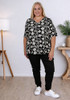 Plus Size Black and white floral short sleeve top
