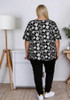 Plus Size Black and white floral short sleeve top