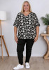 Plus Size Black and white floral short sleeve top