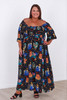 Plus Size Shirred Shirred Bust Maxi Dress Soleil Sun Print