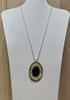 Three Tone Oval Pendant Necklace