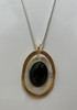 Three Tone Oval Pendant Necklace