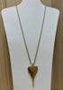 Gold Elongated Heart Pendant Necklace
