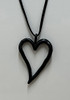 Primitive Heart Pendant Necklace In Black