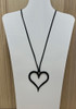 Textured Heart Pendant Necklace In Black