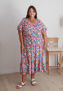 Plus Size Tie Waist Dress In Bright Daisies