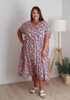 Plus Size Tie Waist Dress In Bright Daisies