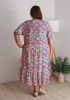 Plus Size Tie Waist Dress In Bright Daisies