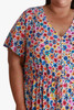 Plus Size Tie Waist Dress In Bright Daisies