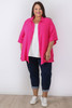 Textured Cotton Short Sleeve Hot Pink Shirt