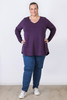 Plus Size Long Sleeve Stretch Purple Top