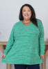Plus Size Super Soft Green V Neck Stretch Top