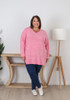 Plus Size Super Soft Pink V Neck Stretch Top