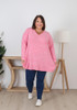 Plus Size Super Soft Pink V Neck Stretch Top