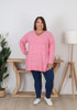 Plus Size Super Soft Pink V Neck Stretch Top