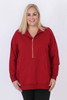 Plus Size Claret Zip Neck Jumper